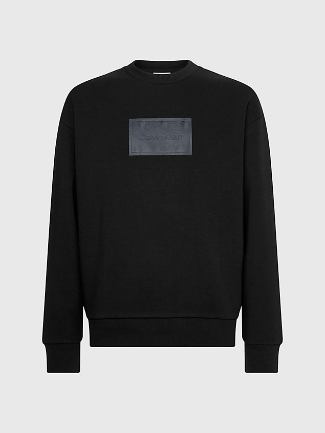 black relaxed sweatshirt met logo met textuur voor heren - calvin klein