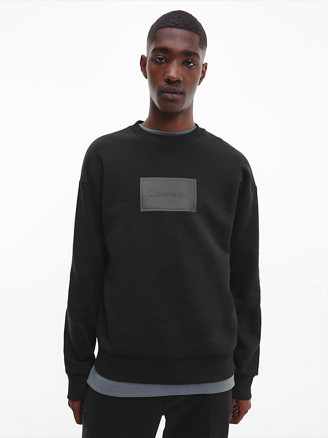CK Black Relaxed Textured Logo Sweatshirt undefined men Calvin Klein