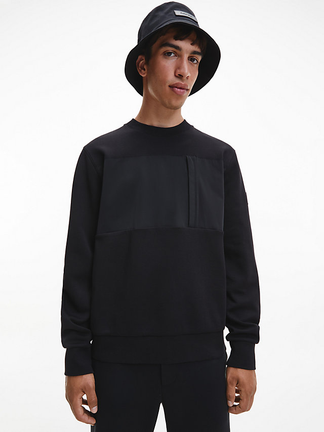 CK Black Recycled Polyester Sweatshirt undefined men Calvin Klein