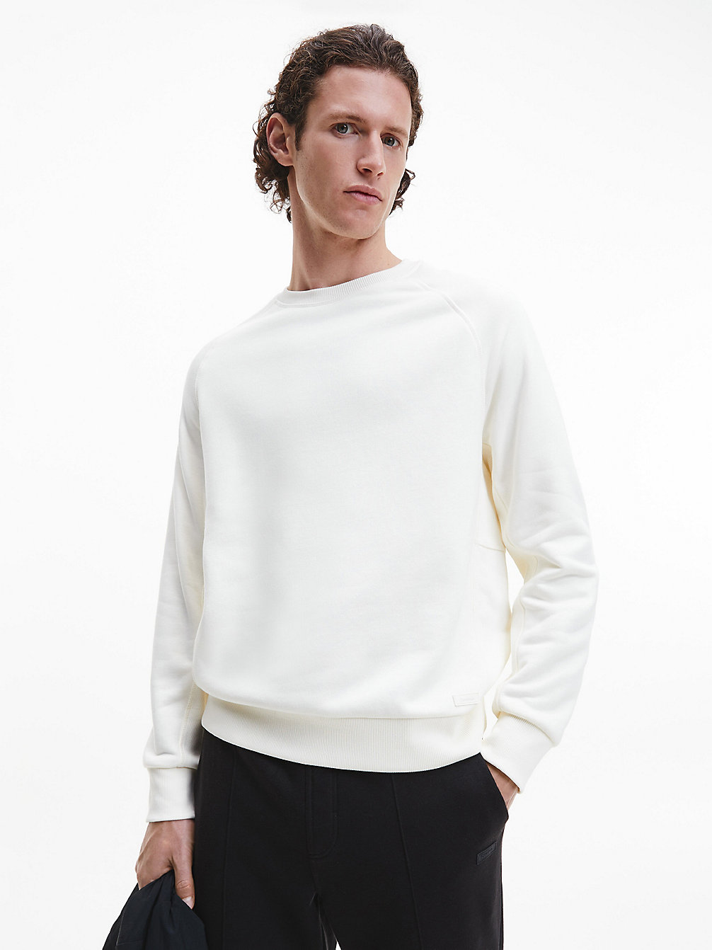 EGRET Relaxed Fleece Sweatshirt undefined men Calvin Klein