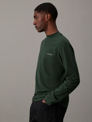 green long sleeve mock neck top for men calvin klein