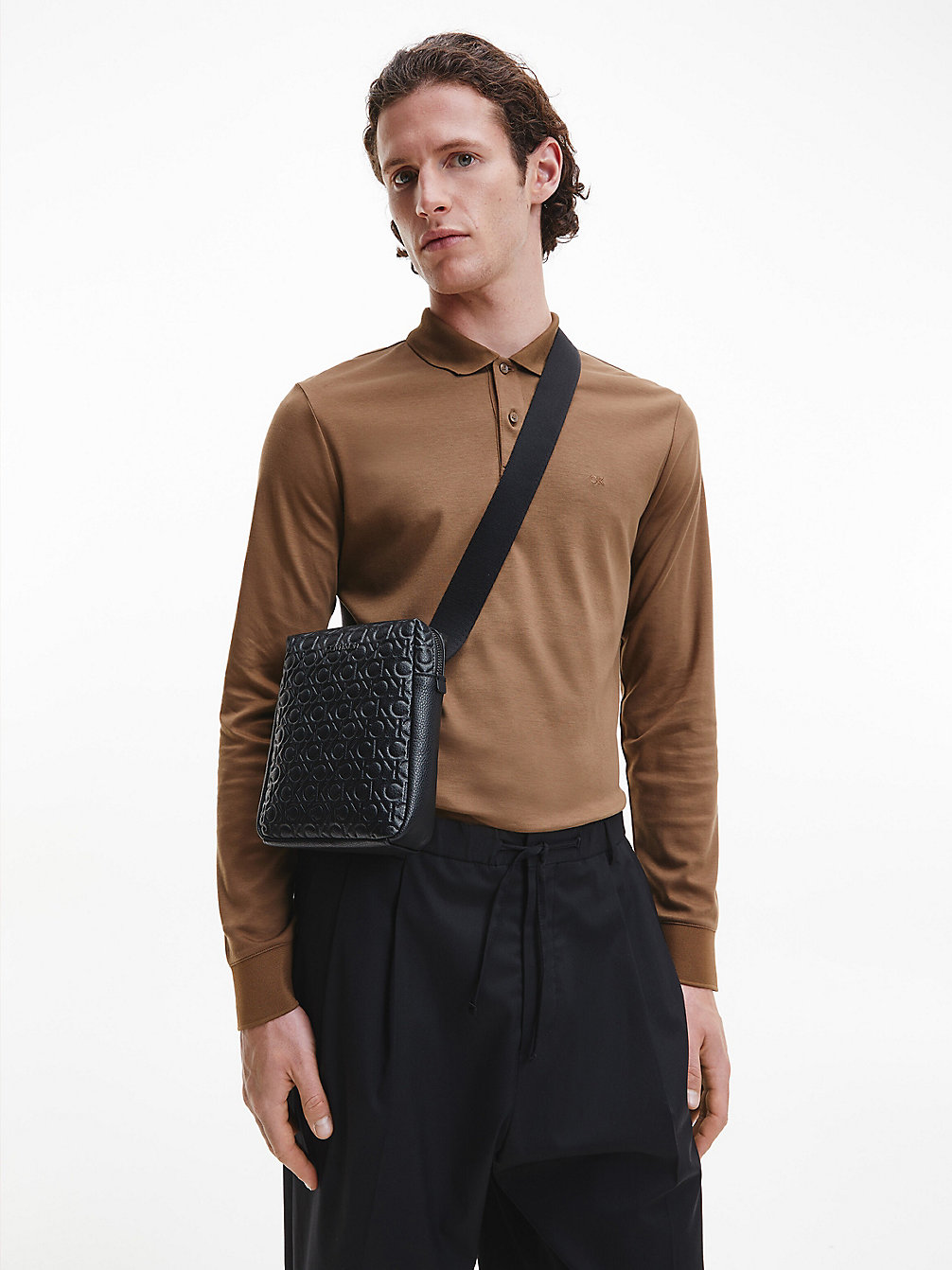 CHESTER BROWN Slim Long Sleeve Polo Shirt undefined men Calvin Klein