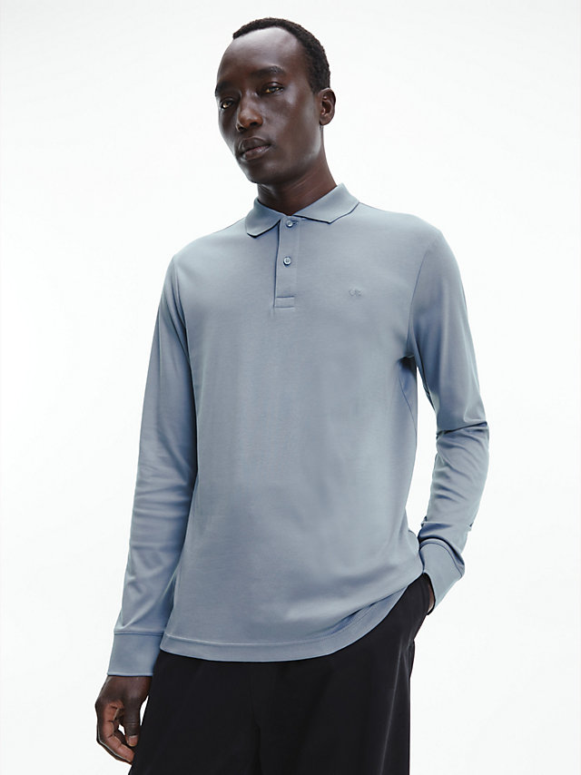 Grey Tar Slim Long Sleeve Polo Shirt undefined men Calvin Klein
