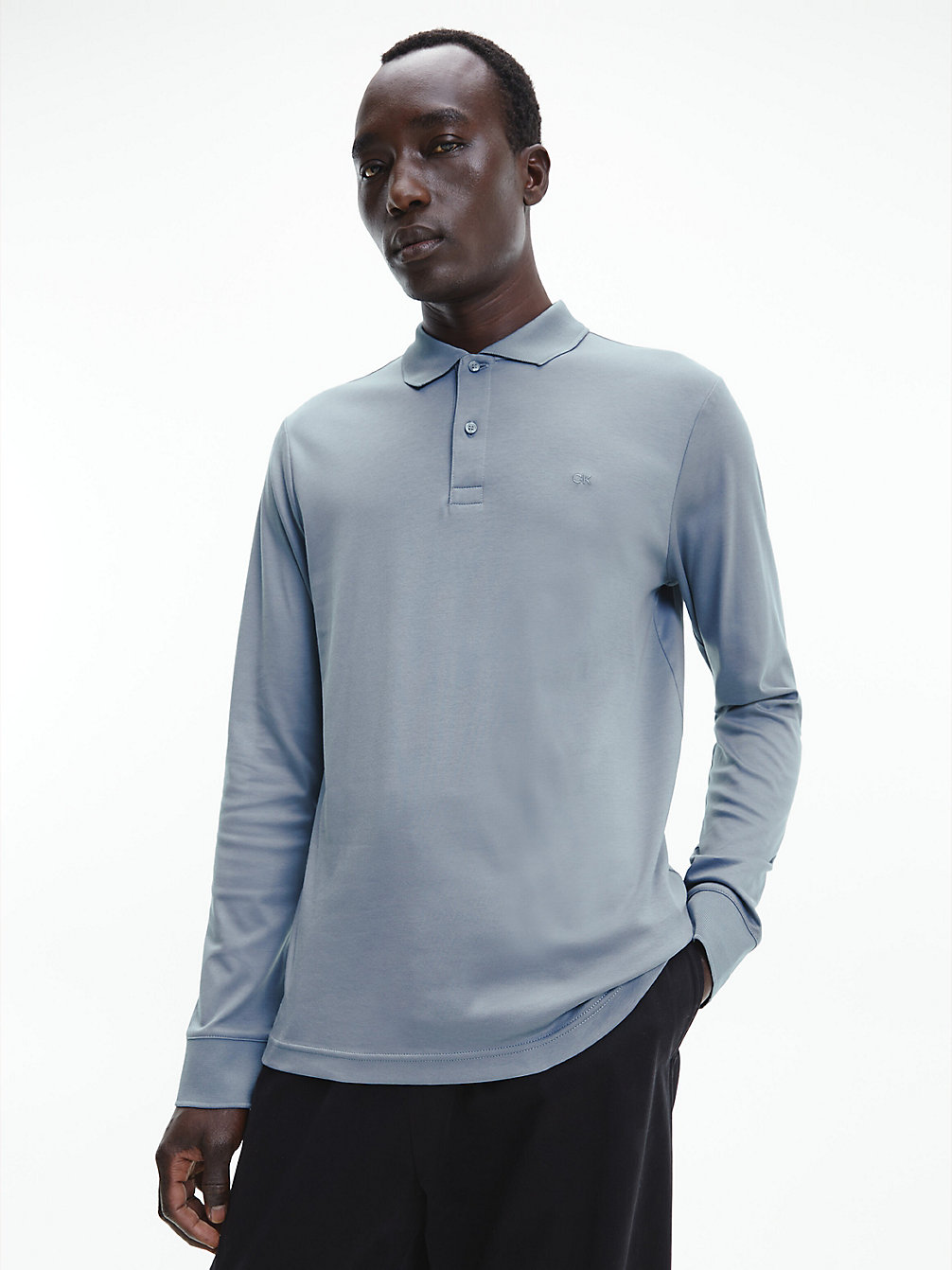 GREY TAR > Wąska Koszulka Polo Z Długim Rękawem > undefined Mężczyźni - Calvin Klein