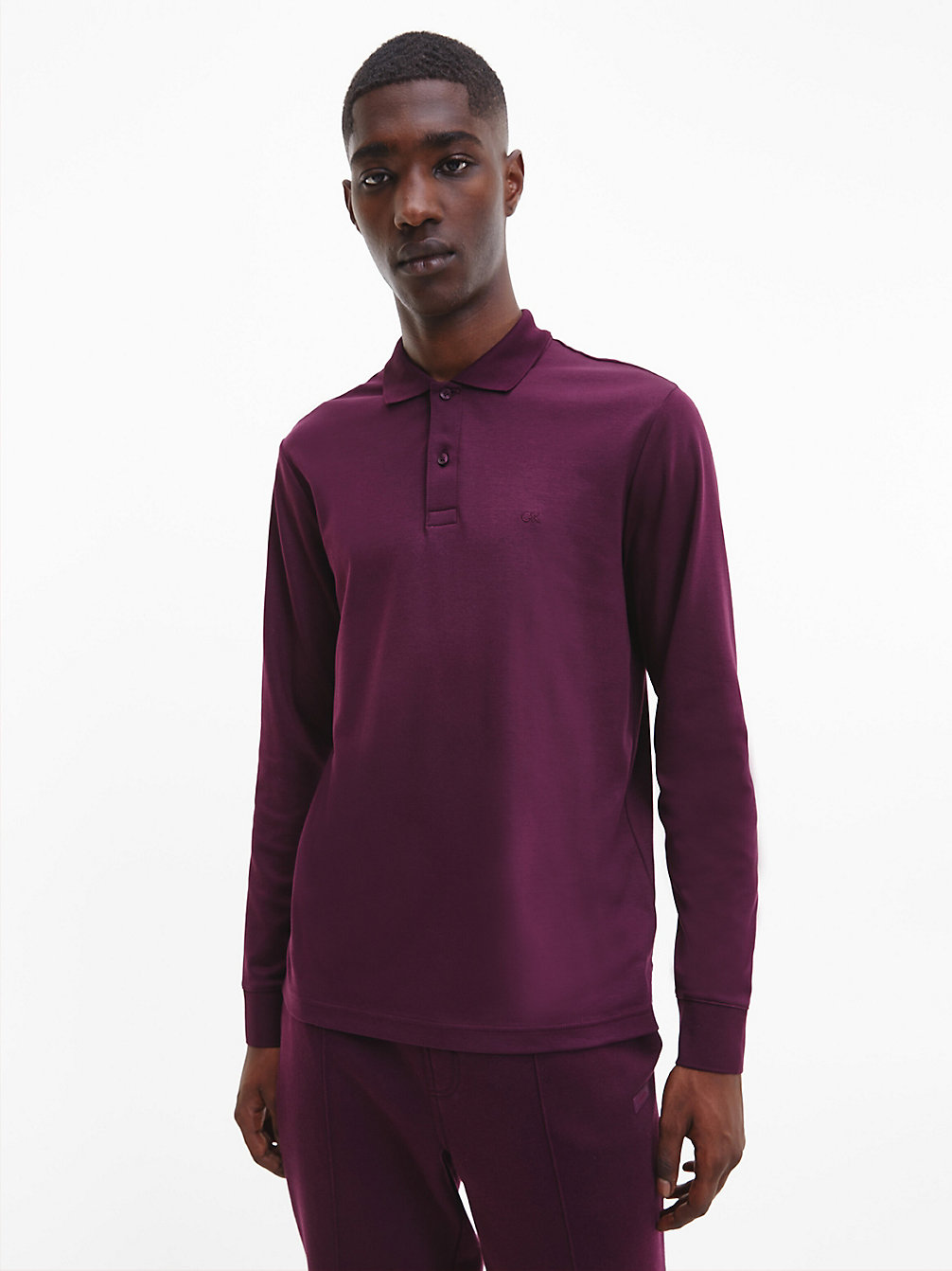 PASSION PLUM Slim Long Sleeve Polo Shirt undefined men Calvin Klein