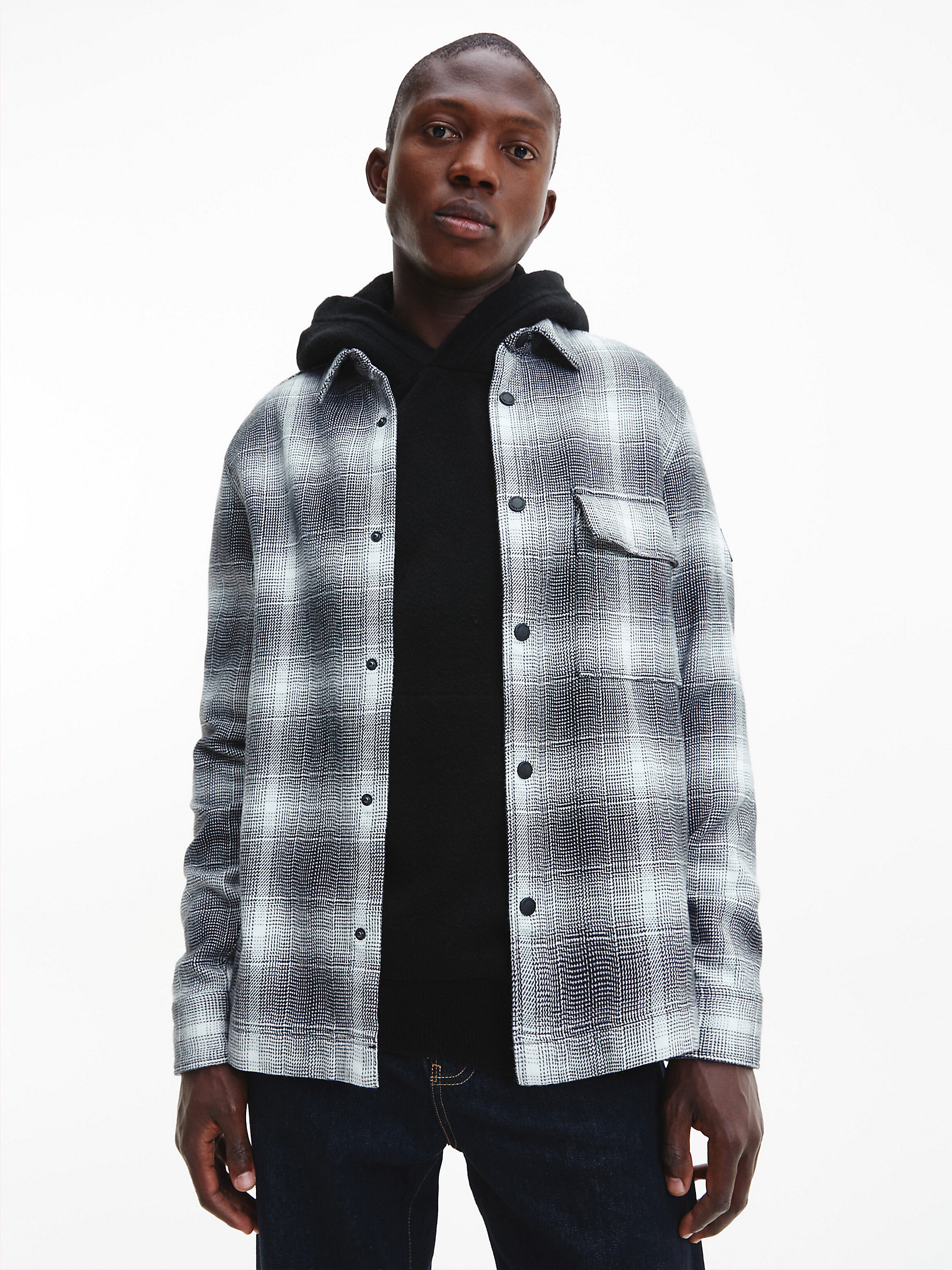 CK Black Checkered Overshirt undefined men Calvin Klein