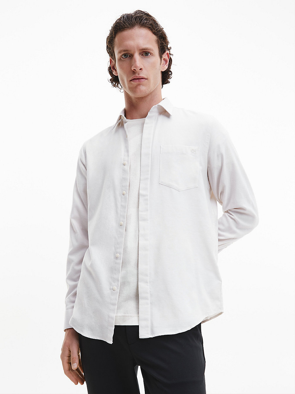 STONY BEIGE Flanellen Overhemd undefined heren Calvin Klein
