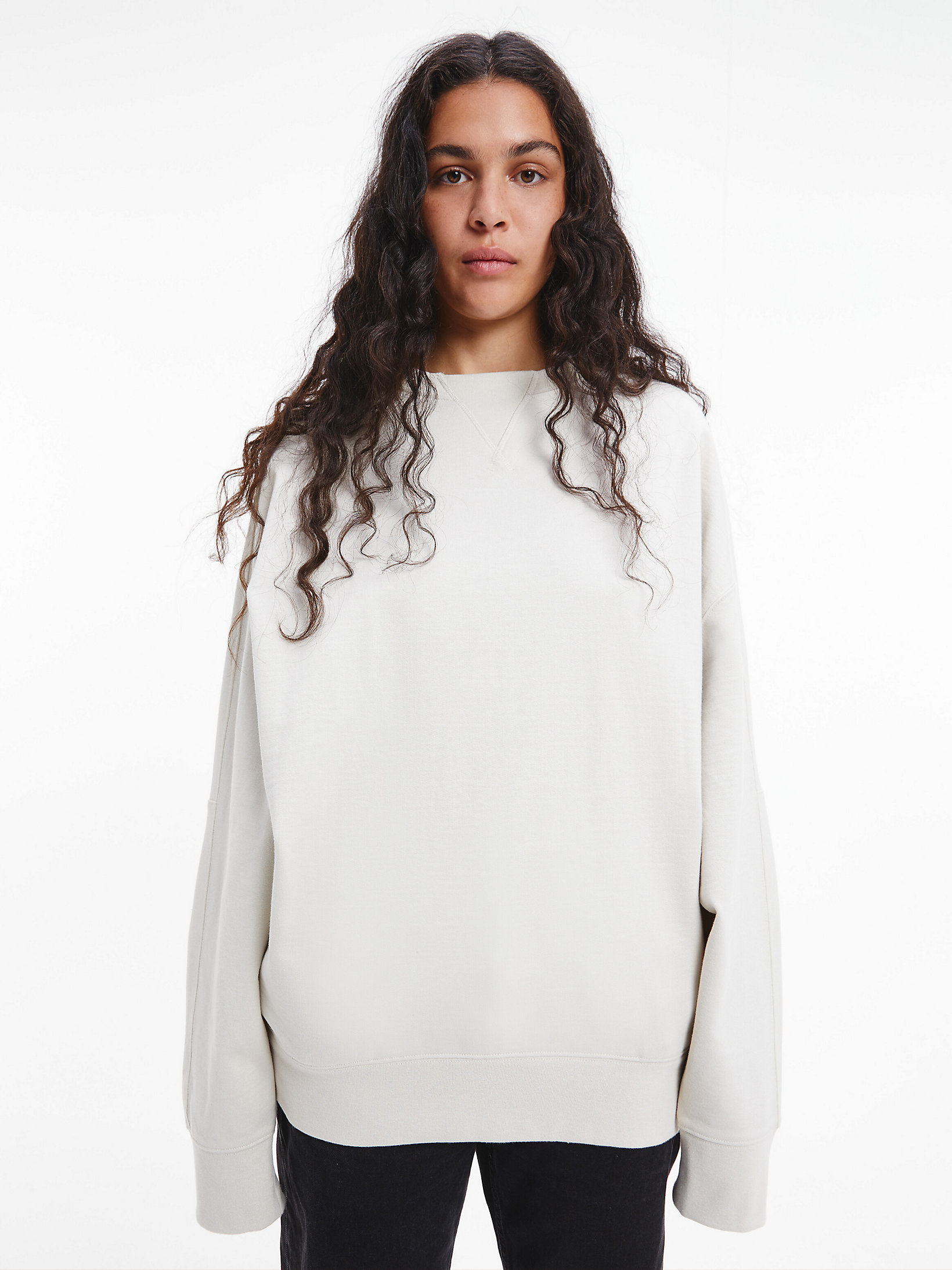 Bone White Unisex Relaxed Sweatshirt - CK Standards undefined unisex Calvin Klein