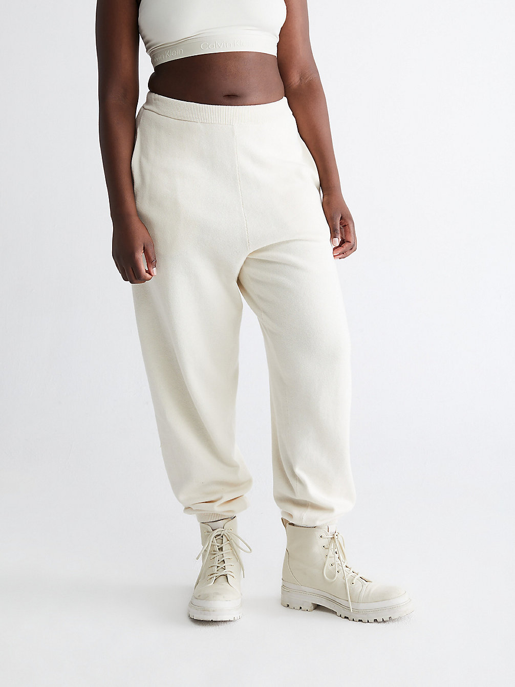 Pantaloni Da Tuta Unisex In Misto Cotone Lana > BONE WHITE > undefined unisex > Calvin Klein