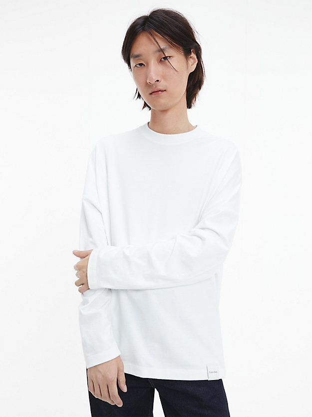 BRILLIANT WHITE Unisex Relaxed Long-Sleeve T-shirt - CK Standards for unisex CALVIN KLEIN