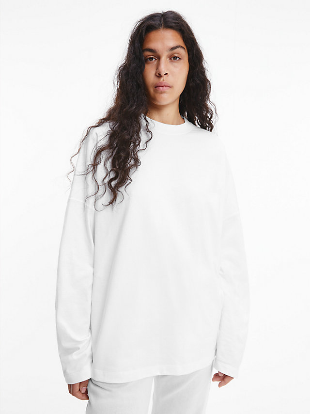 Brilliant White Unisex Relaxed Long-Sleeve T-Shirt - CK Standards undefined unisex Calvin Klein