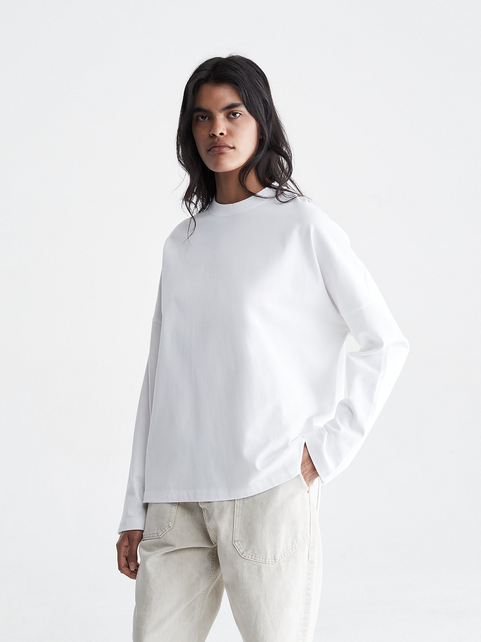 Brilliant White > Unisex-Langarmshirt Mit Print > undefined Unisex - Calvin Klein