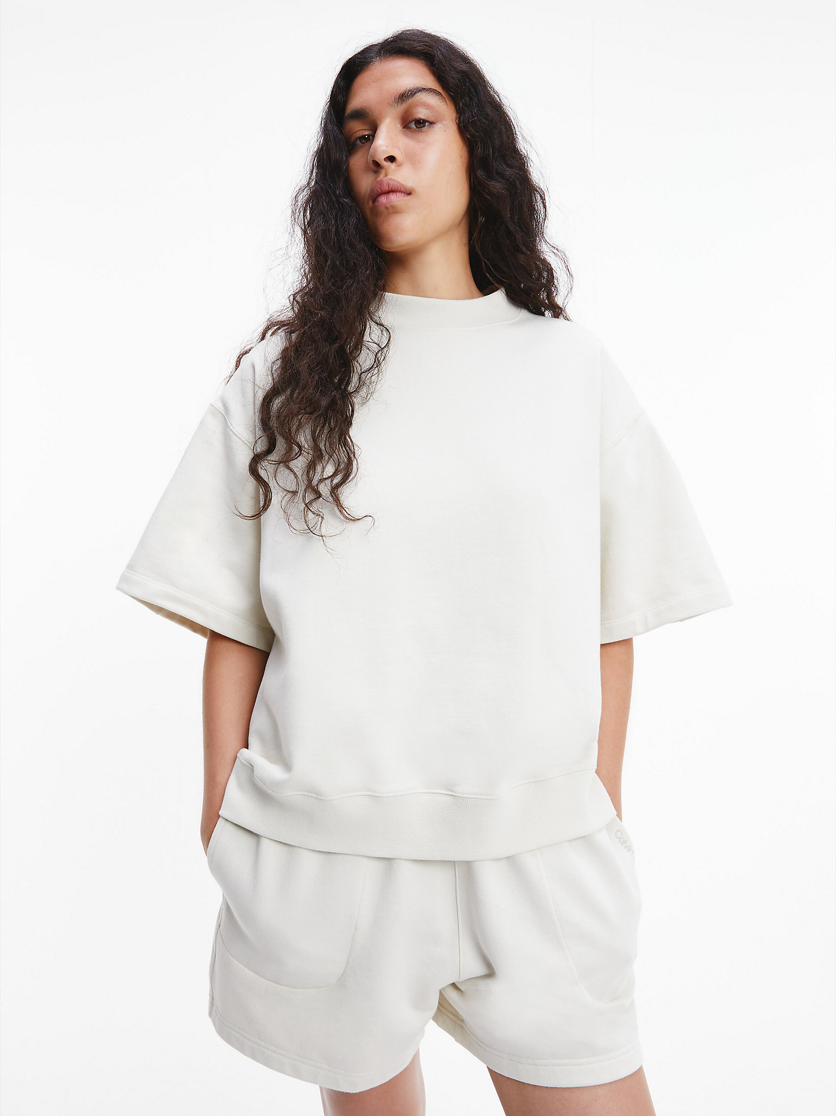 Bone White Unisex Short Sleeve Sweatshirt - CK Standards undefined unisex Calvin Klein