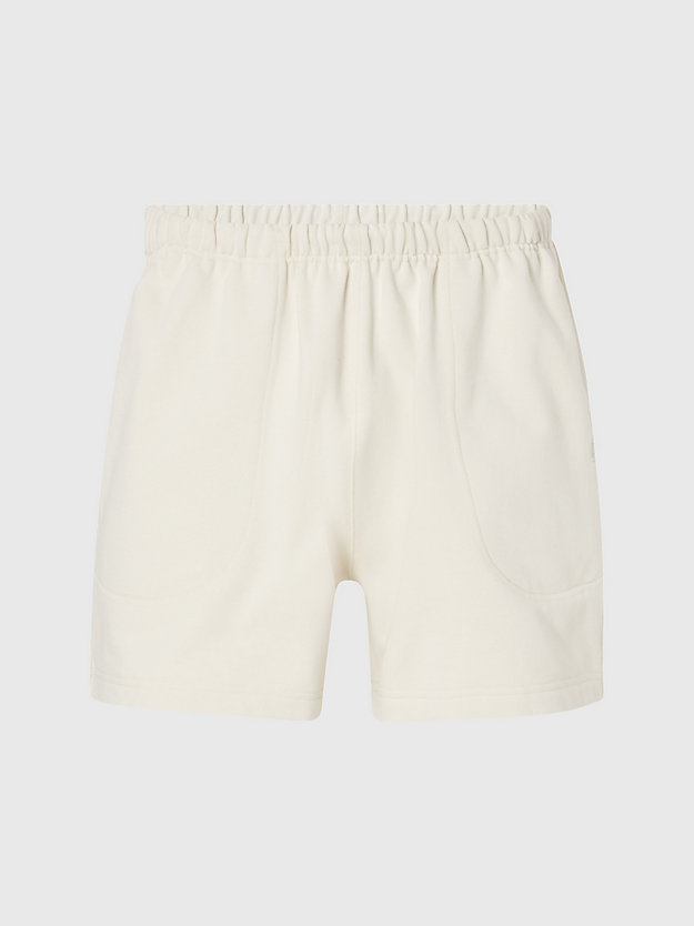BONE WHITE Shorts de chándal unisex de estilo holgado - CK Standards de unisex CALVIN KLEIN