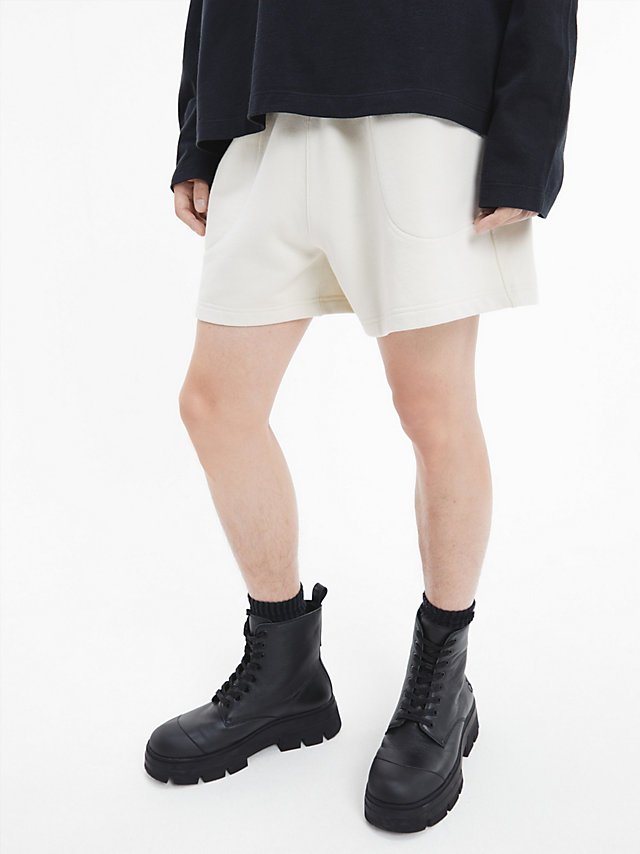 Bone White Unisex Relaxed Jogger Shorts - CK Standards undefined unisex Calvin Klein