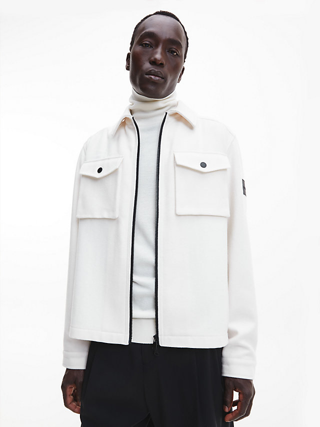 Egret Wool Blend Overshirt undefined men Calvin Klein