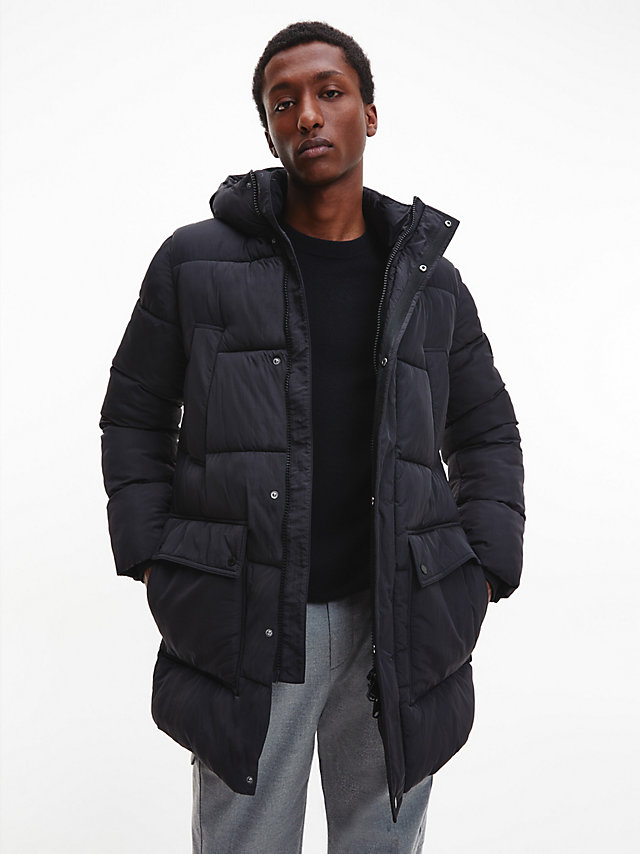 CK Black Recycled Nylon Puffer Coat undefined men Calvin Klein