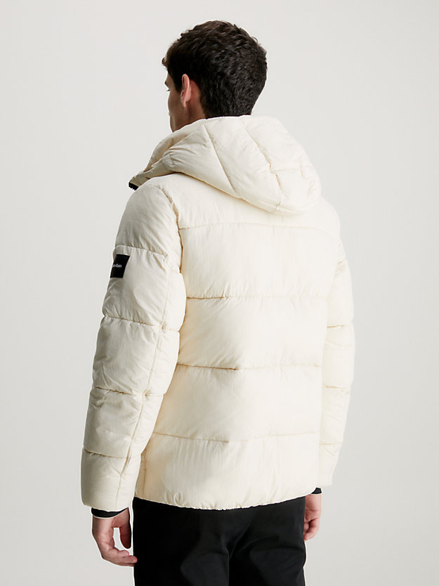 stony beige quilted puffer jacket for men calvin klein