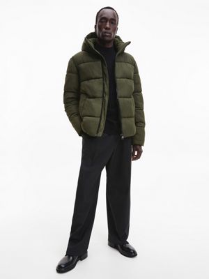 DARK OLIVE Recycled Nylon Puffer Jacket for men CALVIN KLEIN