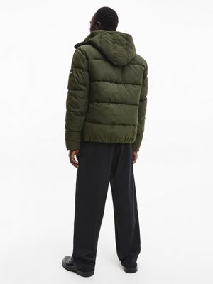 DARK OLIVE Recycled Nylon Puffer Jacket for men CALVIN KLEIN