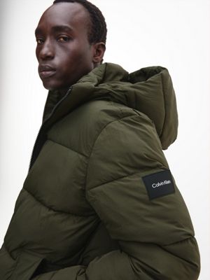 DARK OLIVE Recycled Nylon Puffer Jacket for men CALVIN KLEIN