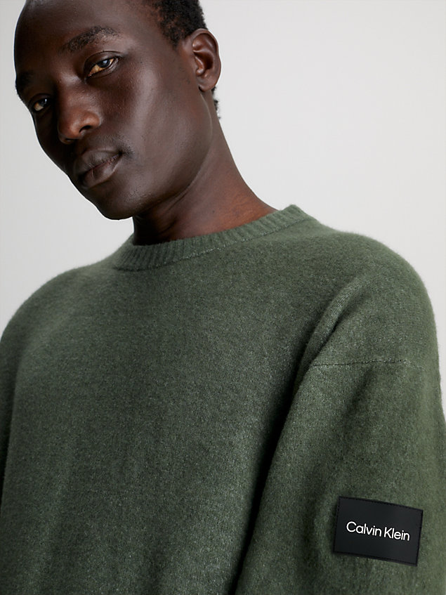 green sweter z mieszanki akrylu dla mężczyźni - calvin klein