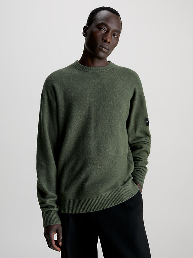 green acrylic blend jumper for men calvin klein
