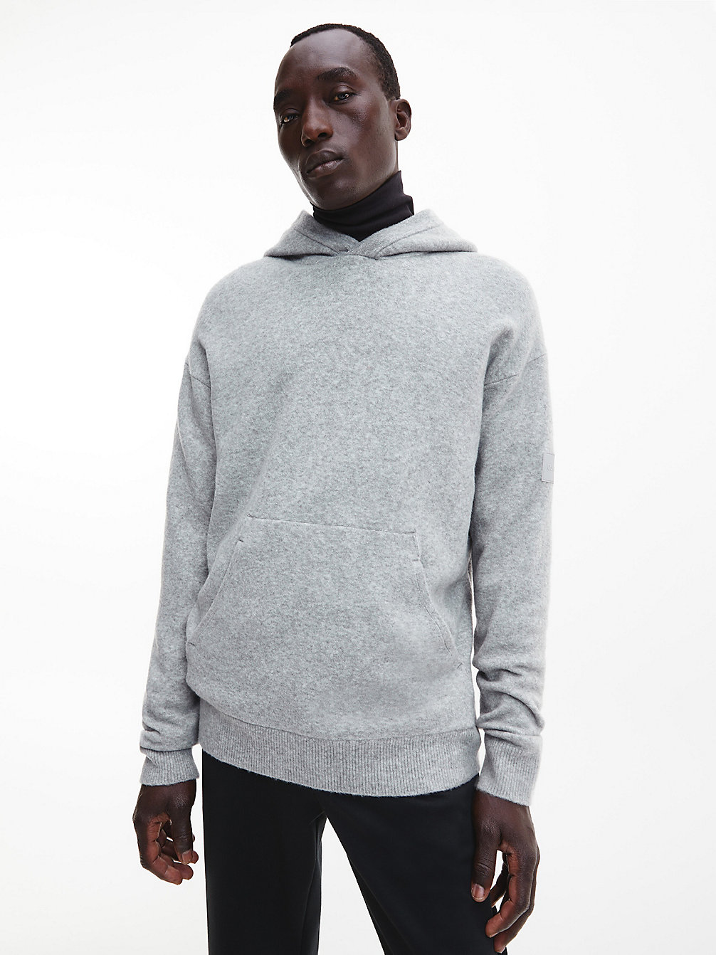LIGHT GREY HEATHER Pull Relaxed À Capuche undefined hommes Calvin Klein