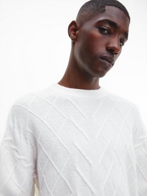 EGRET Textured Cable Jumper for men CALVIN KLEIN