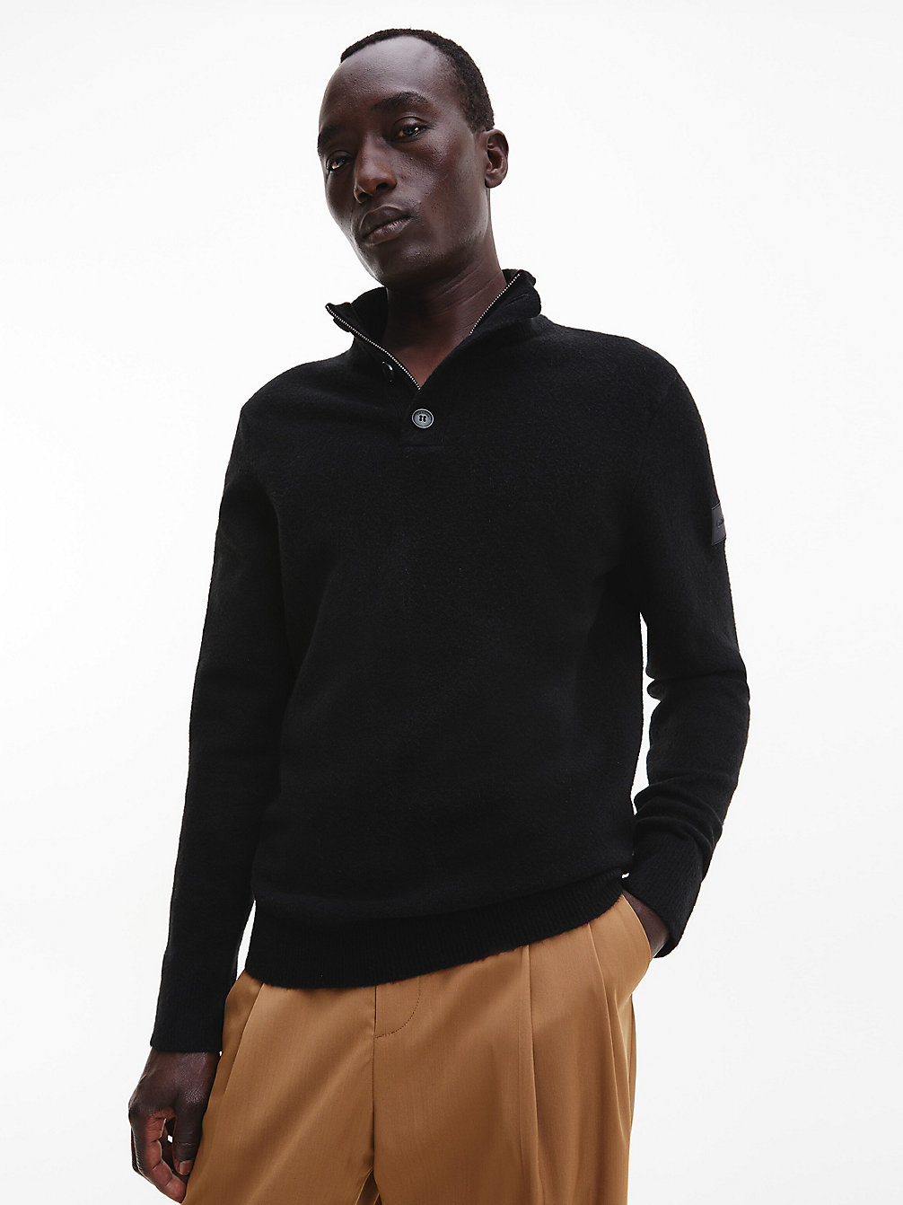 CK BLACK > Sweter Z Guzikami Pod Szyją > undefined Mężczyźni - Calvin Klein