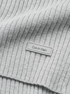 MID GREY HEATHER Ribbed Mock Neck Jumper for men CALVIN KLEIN