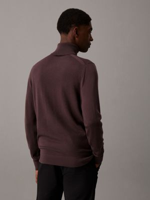 raisin merino roll neck jumper for men calvin klein