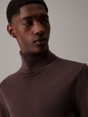 raisin merino roll neck jumper for men calvin klein