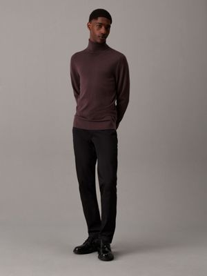 raisin merino roll neck jumper for men calvin klein