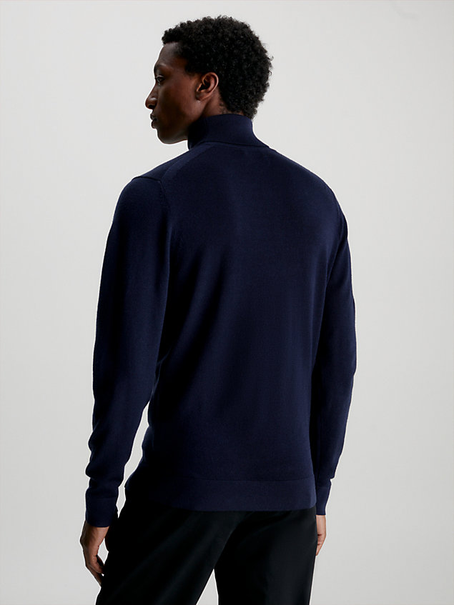 blue sweter z golfem z wełny merynosa dla mężczyźni - calvin klein