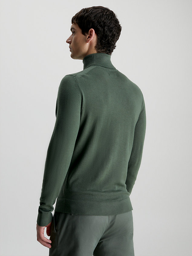 maglione a collo alto in lana merino green da uomo calvin klein