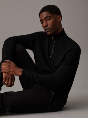 Black zip neck jumper best sale