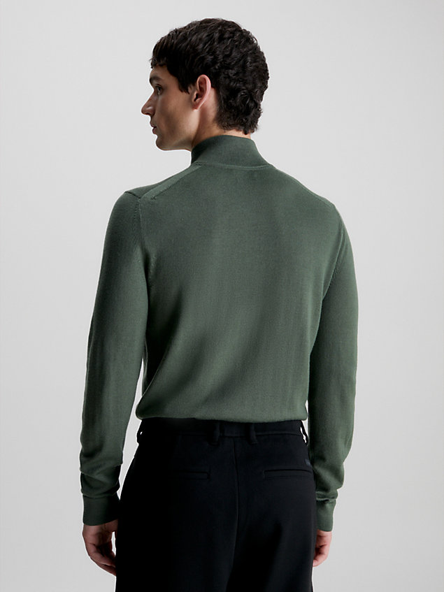green merino zip neck jumper for men calvin klein