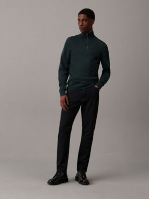 midnight forest heather merino zip neck jumper for men calvin klein