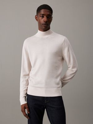 Mens white mock neck sweater hotsell