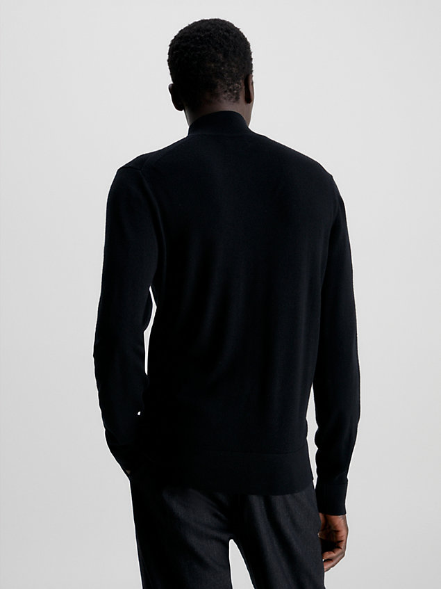 black sweter z półgolfem z wełny merynosa dla mężczyźni - calvin klein