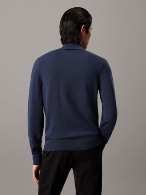 blue merino trui met hooggesloten hals voor heren - calvin klein
