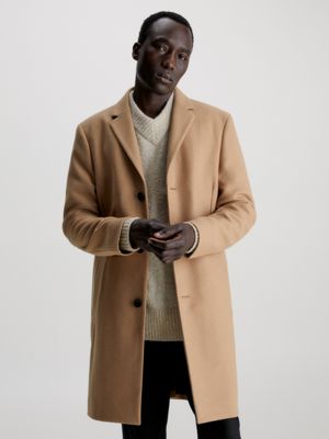 calvin klein camel overcoat