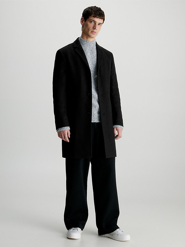 black wool cashmere blend coat for men calvin klein
