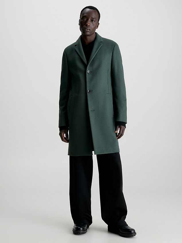 green wool cashmere blend coat for men calvin klein