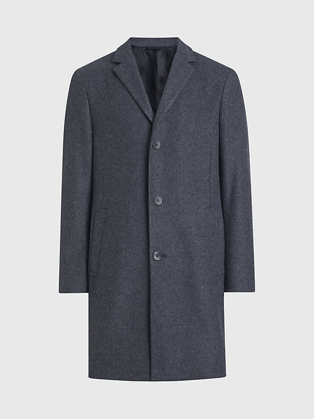 grey wool cashmere blend coat for men calvin klein