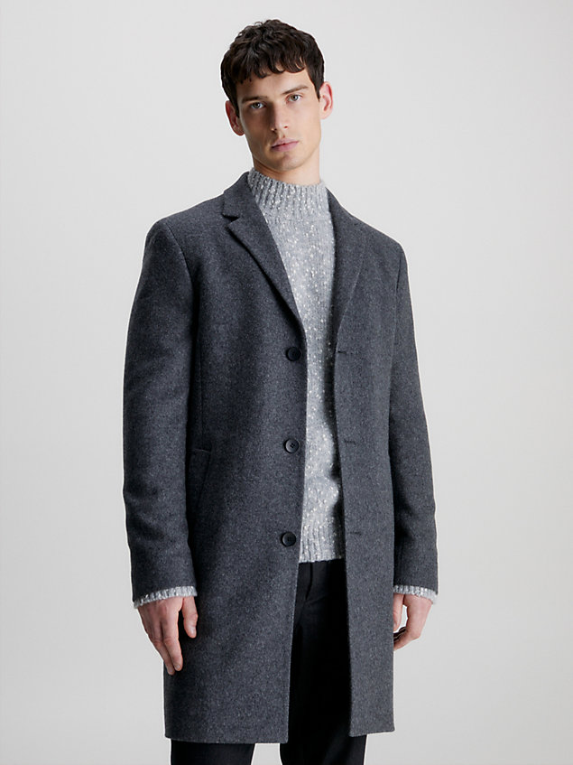 cappotto in misto lana e cashmere grey da uomo calvin klein