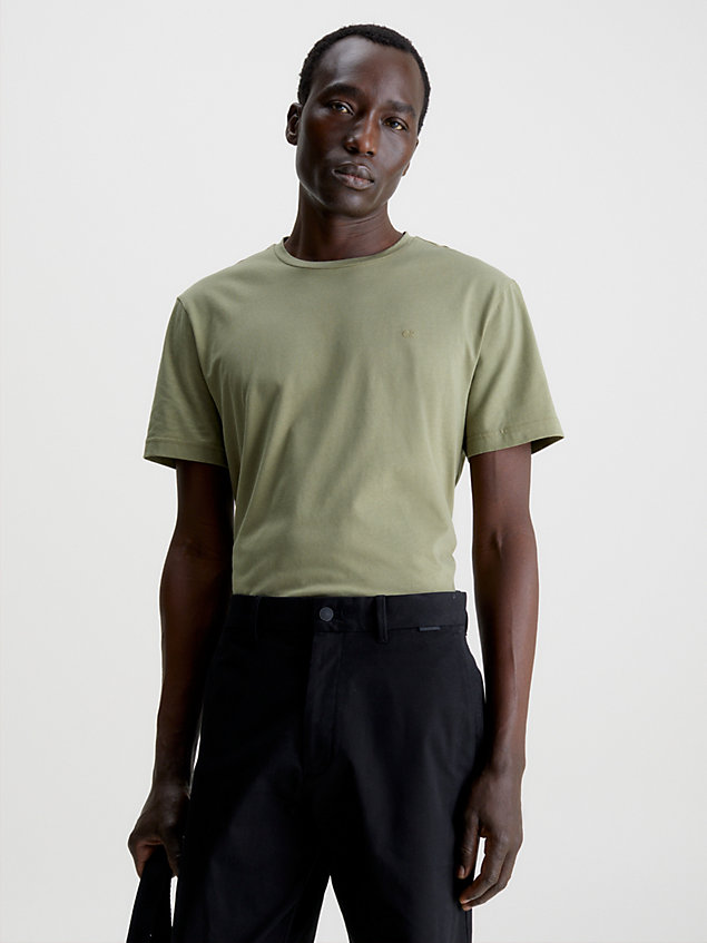 green t-shirt bawełniany liquid touch dla mężczyźni - calvin klein