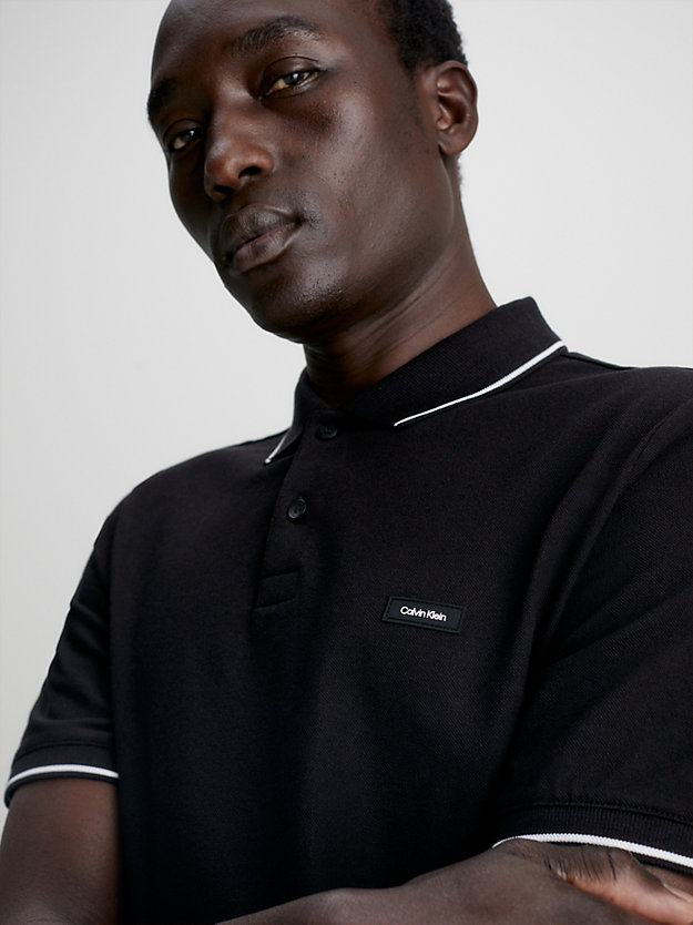 CK BLACK Slim Pique Tipping Polo Shirt for men CALVIN KLEIN