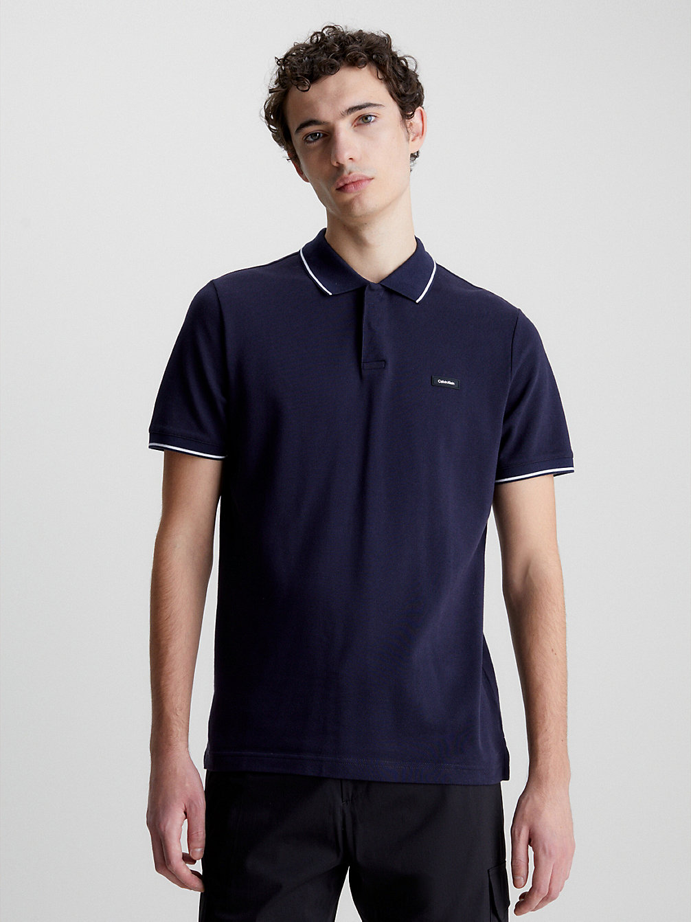 Camicia Polo Slim Con Colletto Elasticizzato In Piqué > NIGHT SKY > undefined uomo > Calvin Klein